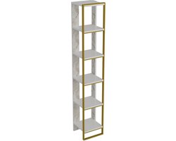 Boekenkast - Goud & Wit - 32,2x178,5x31,3cm - Stijlvol Melamine Design