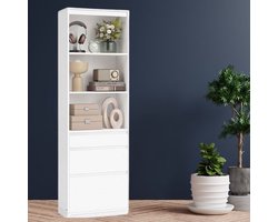 Boekenkast - hoge kast 3 verschillende maten laden - Kast verstelbare planken - wit - 180 cm