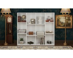 Boekenkast – House&Garden Nordic Cube Pro 7-Vaks Open Vakkenkast – Wit – FSC® Gecertificeerd – 50 x 24 x 106 cm – Moderne Smalle Opbergkast voor Woonkamer, Slaapkamer, Kantoor & Studeerkamer