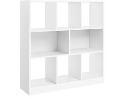 Boekenkast Hout 97,5x30x100cm Wit Woonkamer Slaapkamer Kinderkamer Vrijstaand Opbergmeubel Met 8 Open Vakken Geschikt Voor Boeken En Decoraties Modern Minimalistisch