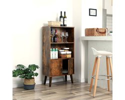 Boekenkast - Kast - Opbergkast - Retro - Met deuren - 60 x 30 x 120 cm