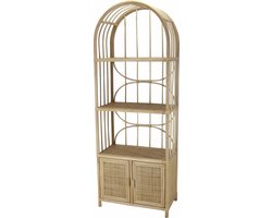 Boekenkast / Kast Sanne met 2 deuren in Naturel rotan