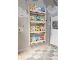 Boekenkast Kind - Boekenrek Kind - Boekenrek Kinderkamer - Kinderboekenkast - Montessori Boekenkast - 4 Niveaus - Wit