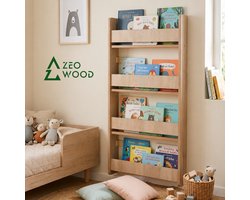 Boekenkast Kind - Montessori Boekenrek 4 Niveaus Houtkleur