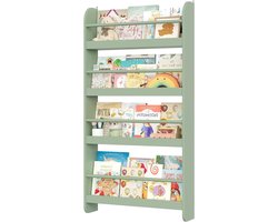 Boekenkast Kinderkamer - Boekenrek Wand - Boeken Opbergen - Open Montessori Design - 111 x 58 cm - Groen