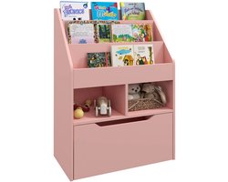 Boekenkast kinderkamer - Kast - Opbergkast met opbergkist - Roze - 60 x 29,9 x 90 cm