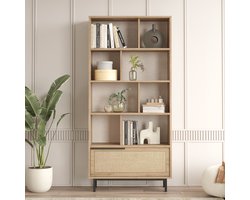 Boekenkast Kvænangen 175,5x84x29,5 cm eiken rotan look zwart [en.casa]