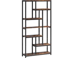 Boekenkast Larevo - 8 Lagen - Boekenrek Opbergrek - Industriële Stellingkast Metaal - Voor Slaapkamer, Woonkamer of Kantoor - Bruin - 30 cm (D) × 100 cm (B) × 200 cm (H)