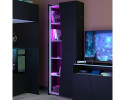 Boekenkast LevelUp 67cm met ledverlichting - zwart/wit - Emob - Kinderkasten - Zwart - Melamine; Spaanplaat - Kinderkasten -