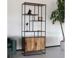 Boekenkast mangohout Sidney kast industrieel duurzaam massief hout mango wandkast