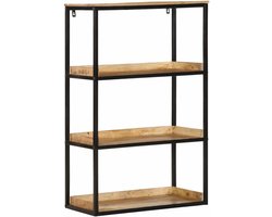 Boekenkast Massief Hout - Opbergkast Meubel - Woonkamer Studie - Duurzaam Mangohout - 70x35x110 cm - Bruin