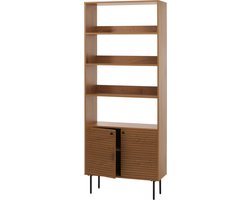 Boekenkast MCW-N78, boekenkast hoge kast, Scandinavische stijl metaal hout melamine MVG 200x80x30cm ~ naturel