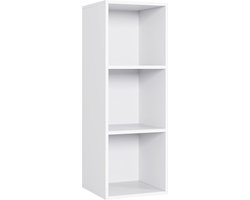 Boekenkast met 3 vakken, boekenkast, staand rek, kantoorrek voor woonkamer, werkkamer, 30 x 30 x 80 cm, wit HMTM-FP-107