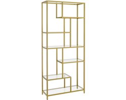 Boekenkast – Met 6 Planken – Goud-Transparant – Luxe Design