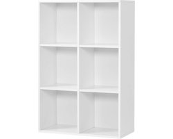 Boekenkast Met 6 Vakken Houten Rek Kubusrek Opbergkast 655 X 975 X 30 Cm WitGroot - Stijlvolle Opbergoplossing Beside shelf