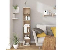 Boekenkast met 6 vakken voor boeken en opbergruimte - licht eiken, ruimtebesparend ontwerp