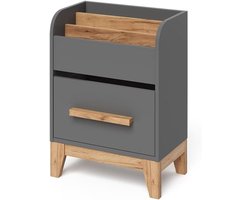 Boekenkast met lade - Opbergkast Kinderkamer - Speelgoed Opbergen - Zijdezachte Lade - 55 x 70 cm - Grijs