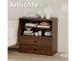Boekenkast met Laden en Vakken – Multifunctionele Kast 3-in-1 – Uitneembare Opbergkast voor Woonkamer, Keuken, Hal of Werkkamer – 120x28x60 cm – Bruin – HomeByNicole