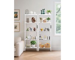 Boekenkast met LED Verlichting – 6 Niveaus – Smalle Staande Kast met Afstandsbediening & Timer – Multifunctionele Opbergkast – Modern Hout Design – Voor Woonkamer, Slaapkamer & Kantoor