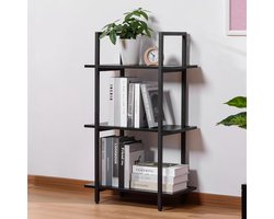 Boekenkast - Mid-Century Modern Design - 1 stuk - Metaal en Grenen Hout - 57 x 95 x 28 cm