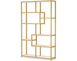 Boekenkast Nalito - Goud - Met 5 Lagen - Marmerlook - Voor Woonkamer, Slaapkamer of Kantoor