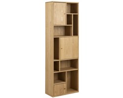 Boekenkast Naturel Hout - 3-Deuren - 60,5x30x180cm - Huub - Giga Living