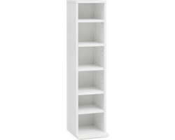 Boekenkast - Opbergkast - 6 compartimenten - Krasbestendig - Hout - Wit - 21x24.5x90 cm