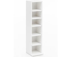 Boekenkast - Opbergkast - 6 compartimenten - Krasbestendig - Hout - Wit - 21x25.5x91 cm