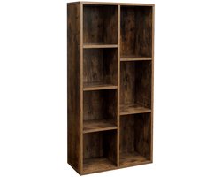 Boekenkast opbergkast bijzetkast 50×24×106cm bruin met 7 open vakken en anti-omvalontwerp vrijstaand open opbergontwerp stevig en duurzaam frame eenvoudig te monteren en schoon te maken geschikt voor woonkamer studeerkamer en kantoor