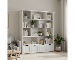 Boekenkast – Opbergkast – Boekenrek – Vakkenkast – Opbergmeubel – Houten 5-laags kast – 4 Lades – Vergrendelbaar – 69 cm Hoog – Roze Afwerking