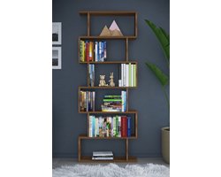 Boekenkast| Opbergkast| Rechthoekige Open Vakken|6 lagen| Donkere Walnoot| 180x70x20 cm