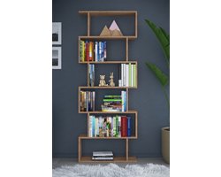 Boekenkast| Opbergkast| Rechthoekige Open Vakken|6 lagen| Licht Walnoot| 180x70x20 cm