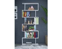 Boekenkast| Opbergkast| Rechthoekige Open Vakken|6 lagen| Wit| 180x70x20 cm
