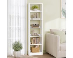 Boekenkast - Opbergkast - Woonkamer Inrichting - Stijlvol Houten Meubel - 24 x 50 x 183 cm - Wit