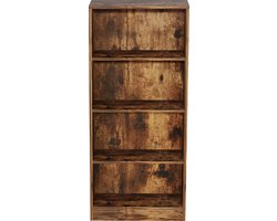 Boekenkast - open vakkenkast - wandkast - 130 cm hoog - walnoot bruin vintage kleur