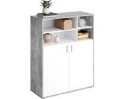 Boekenkast Pjotr - beton/wit