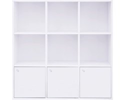 Boekenkast, Plank, Met Deuren, Dvd-Plank, Opbergrek, Staand Rek, Voor Woonkamer, Slaapkamer, Kinderkamer, Kantoor, Wit