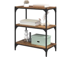 Boekenkast - Plankenkast - Woonkamer Decoratie - Industrieel Stalen Frame - 60 x 33 x 71 cm - Oud Hout