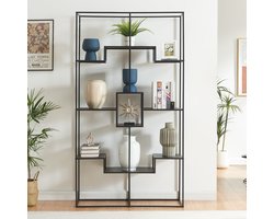Boekenkast Råde open kast metaal 180x100x35 cm zwart [en.casa]