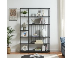 Boekenkast Rælingen open kast 180x120x32,5 cm zwart [en.casa]