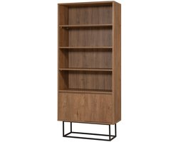 Boekenkast Rea Walnoot Zwart Melamine 80x182x36 cm