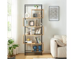 Boekenkast Rennebu open kast 194x80x33 cm zwart en eikenkleurig [en.casa]