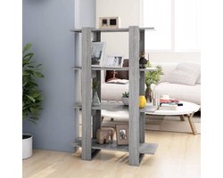 Boekenkast Room Divider - Opbergkast Rek - Woonkamer Inrichten - Grijze Sonoma Afwerking - 80x30x1235 cm - Grijs