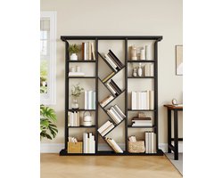 Boekenkast - Roomdivider - 24x156x180cm - Opbergkast - Zwart/Bruin - 2 varianten - Woonkamer - Slaapkamer - 17/19 Vakken