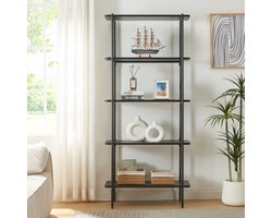 Boekenkast Samnanger open kast 180x80x34 cm zwart [en.casa]