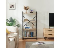 Boekenkast Skørping 125x65x30 cm eikenkleurig en zwart [en.casa]