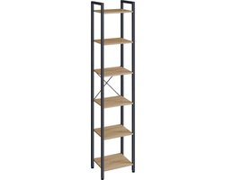 Boekenkast SONOMA, 6 Planken en Stalen Frame, Kleur: Eiken Sonoma en Zwart, Modern en Functioneel Design, Ideaal voor Woonkamer, Slaapkamer of Kantoor, 187,5 x 40 x 30 cm