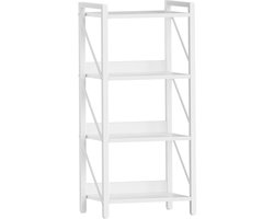 Boekenkast, staand rek, ladderrek, vrijstaande smalle plank, kantoorplank 3 niveaus, open planken, voor woonkamer, slaapkamer, kantoor, keuken, wit