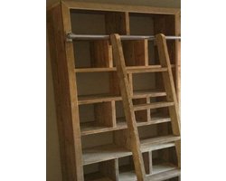 Boekenkast - Steigerhout - Met trap