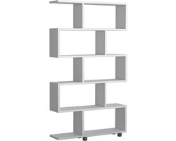 Boekenkast - Stijlvol Wit met Zwarte Pootjes - Ruime Afmetingen 90x156x20cm - Duurzaam Melamine Materiaal